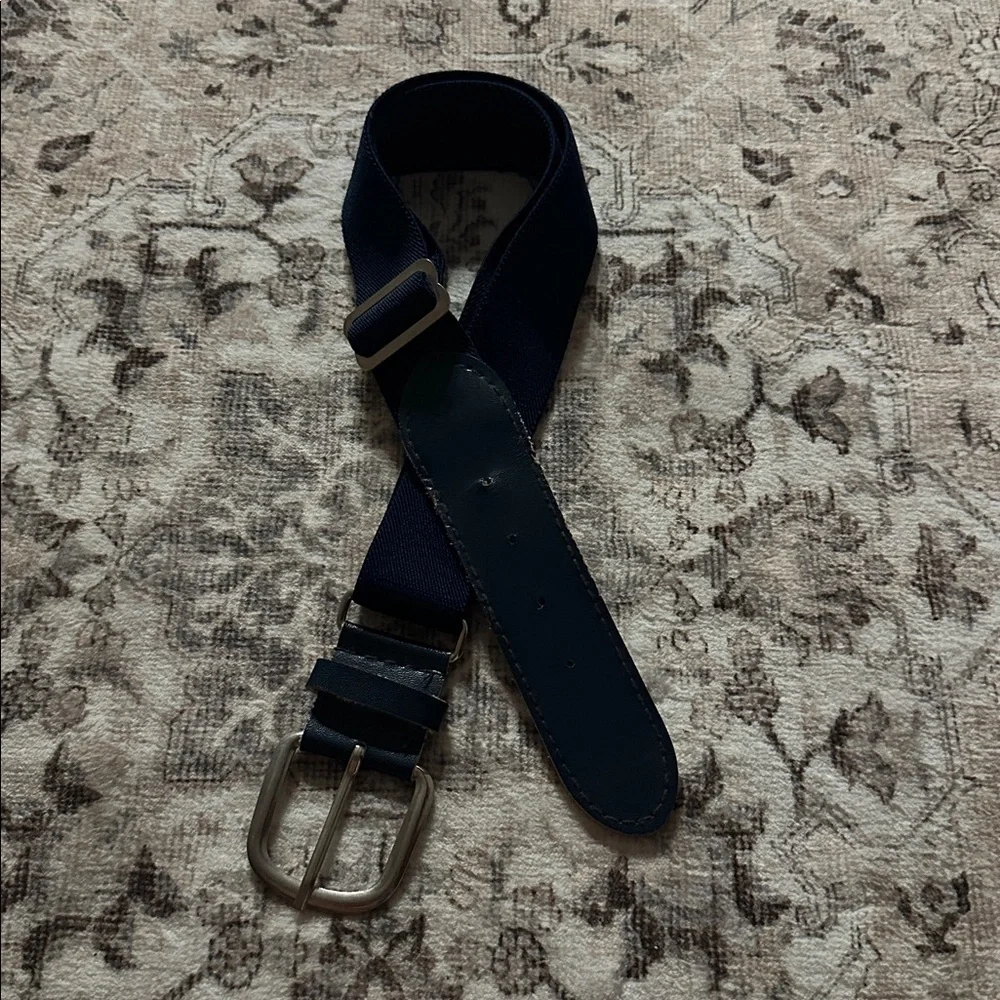 Softball. Baseball. Navy Youth Athletic Belt with Silver Buckle